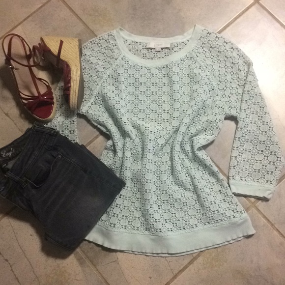 LOFT Sweaters - LOFT | Light Teal Shear Sweater